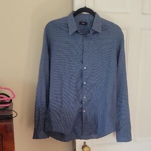 Theory Men's Navy Casual Button-Down Shirtvin Size Medium